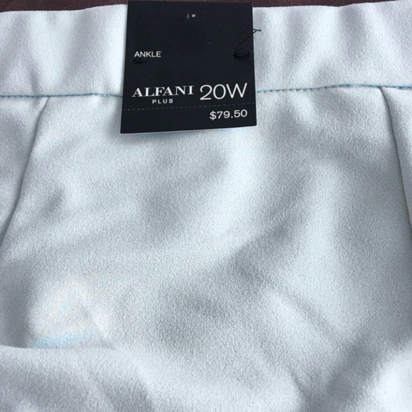 $80 Alfani Plus Size Blue Ankle Pants Pull On Cropped Tie Stretch Elastic Waist - Picture 4 of 7